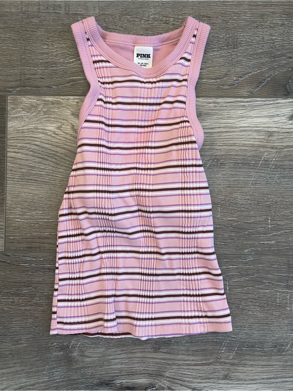 PINK Ribbed Striped Tank top - Pink & Brown Stripes NWOT size XS